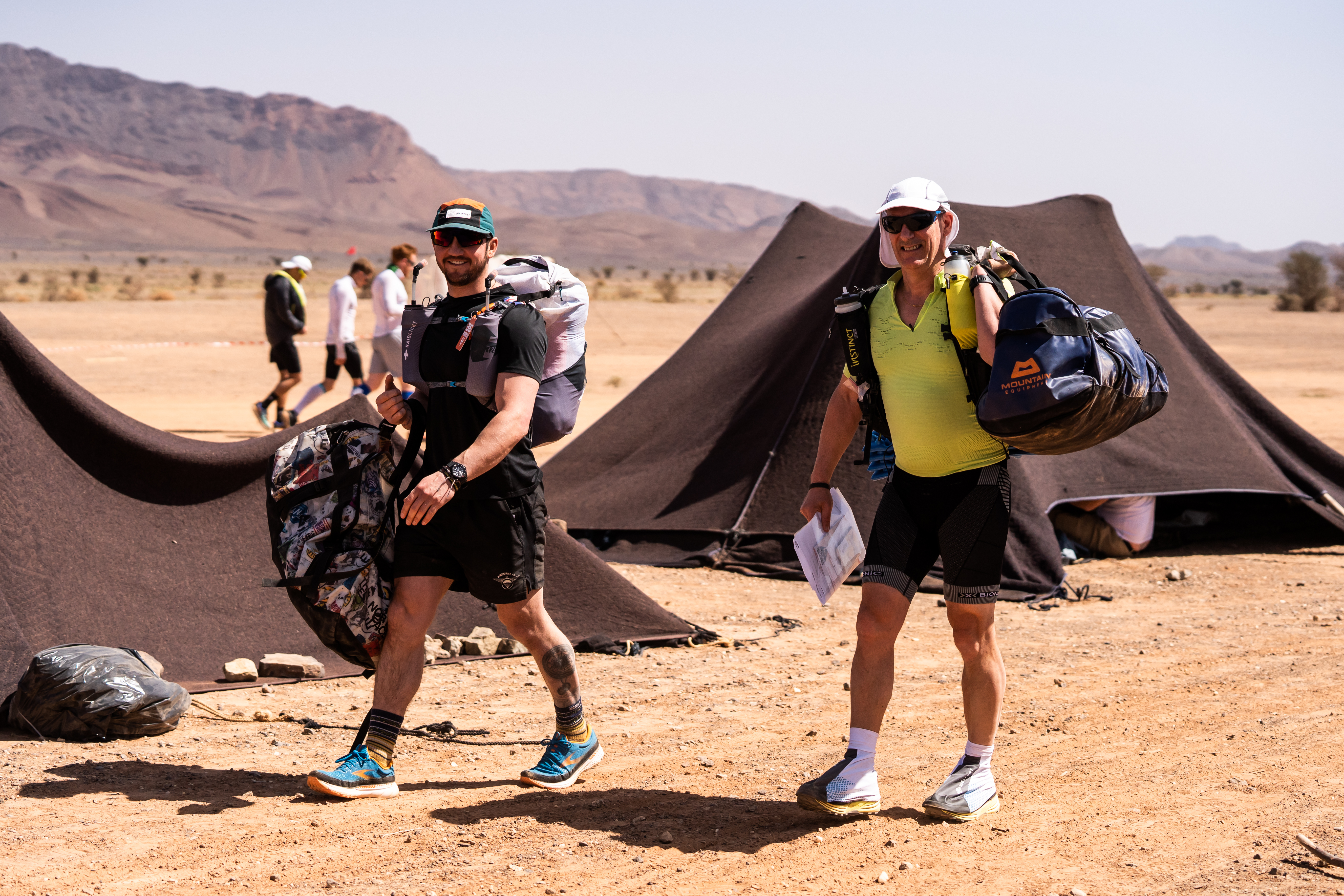 Marathon des Sables. Dropping off the bags before the start of the race, not to be seen again for 7 days
